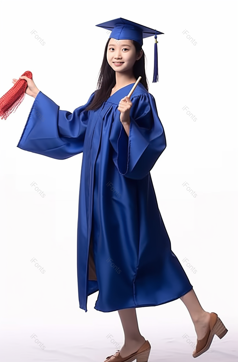 穿着蓝色学士服的女大学生研究生毕业季单人动作摆拍拍照摄影图,高清,摄影图,摄影图片,图片大全,摄影图免费下载